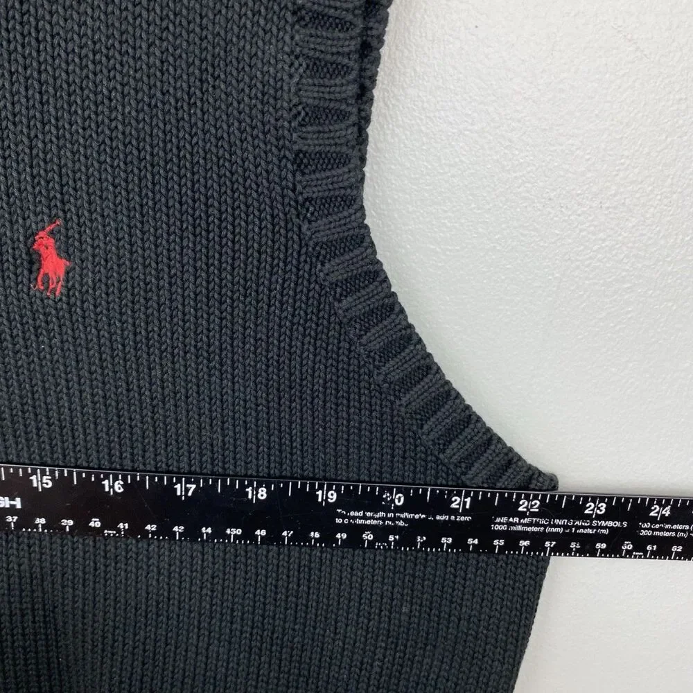 Polo Ralph Lauren sweater vest‎ men's XL black sleeveless knit cotton STAINED